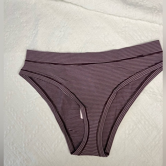 SavageXFenty Cotton Essential Cheeky Panty in Fine Wine Purple Stripe, sz L, NWT - Picture 4 of 8